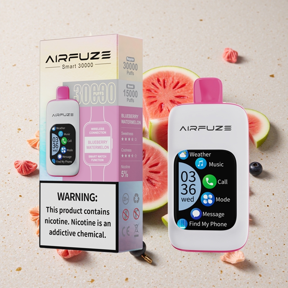 AirFuze Smart 30000 Puffs Jednorázová Vape Borůvka Vodní Meloun 5% Nikotinu Typ-C Nabíjení