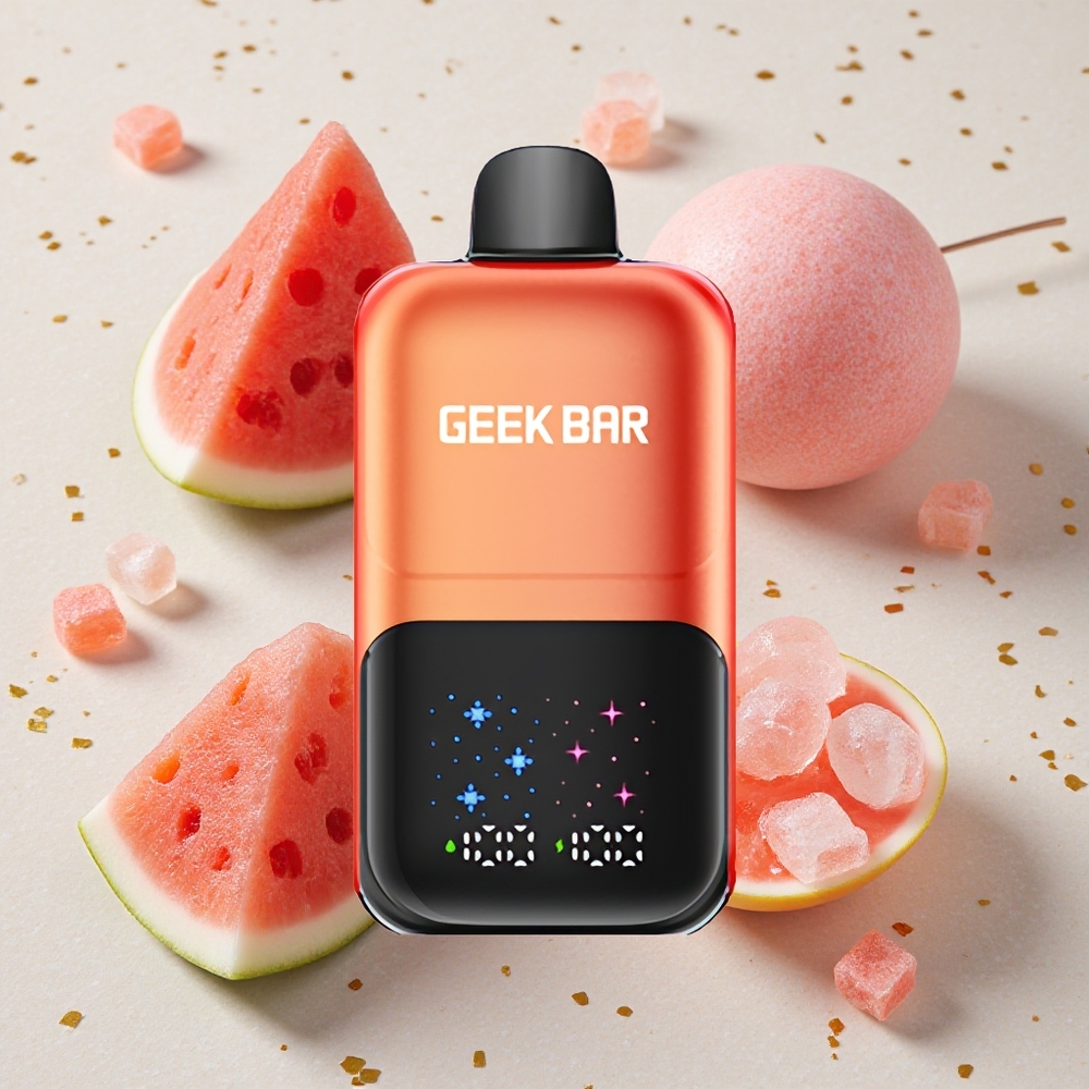 GEEK BAR 2GO 50000 Puffs Vodní meloun Žvýkačka s příchutí Bubble Gum Led s Interaktivním Velkým Displejem a Dvojitými Nádobami