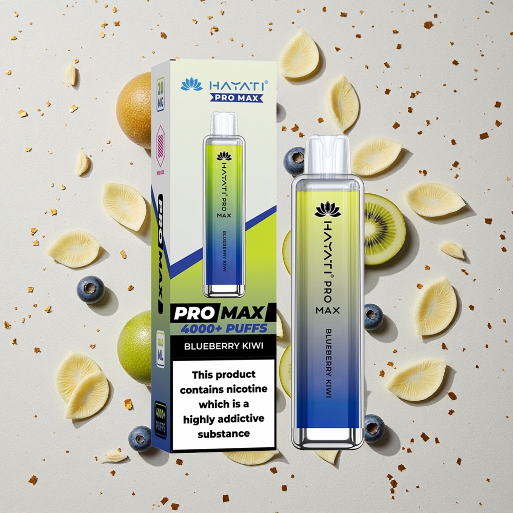 Hayati Pro Max 4000 Puffs Jednorázová Vape Borůvka Kiwi Rechargeable Battery Dual 1.1 Ohm Mesh Coil