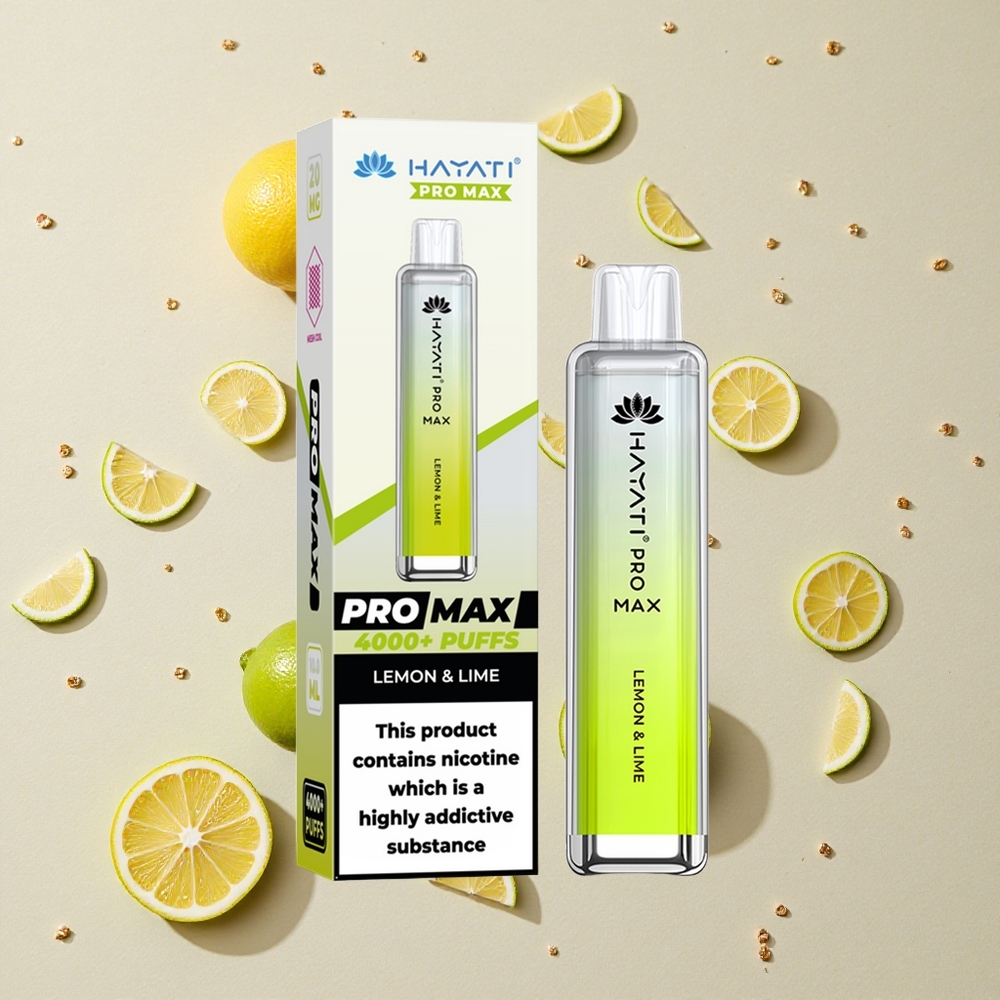 Hayati Pro Max 4000 Puffs Jednorázová Vape Citrón & Limetka Dual 1.1 Ohm Síťové Cívky 1400mAh Baterie
