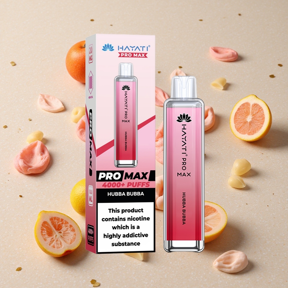 Hayati Pro Max 4000 Puffs Jednorázová Vape Hubba Bubba 2% 5% Nikotinu 1400mAh Baterie