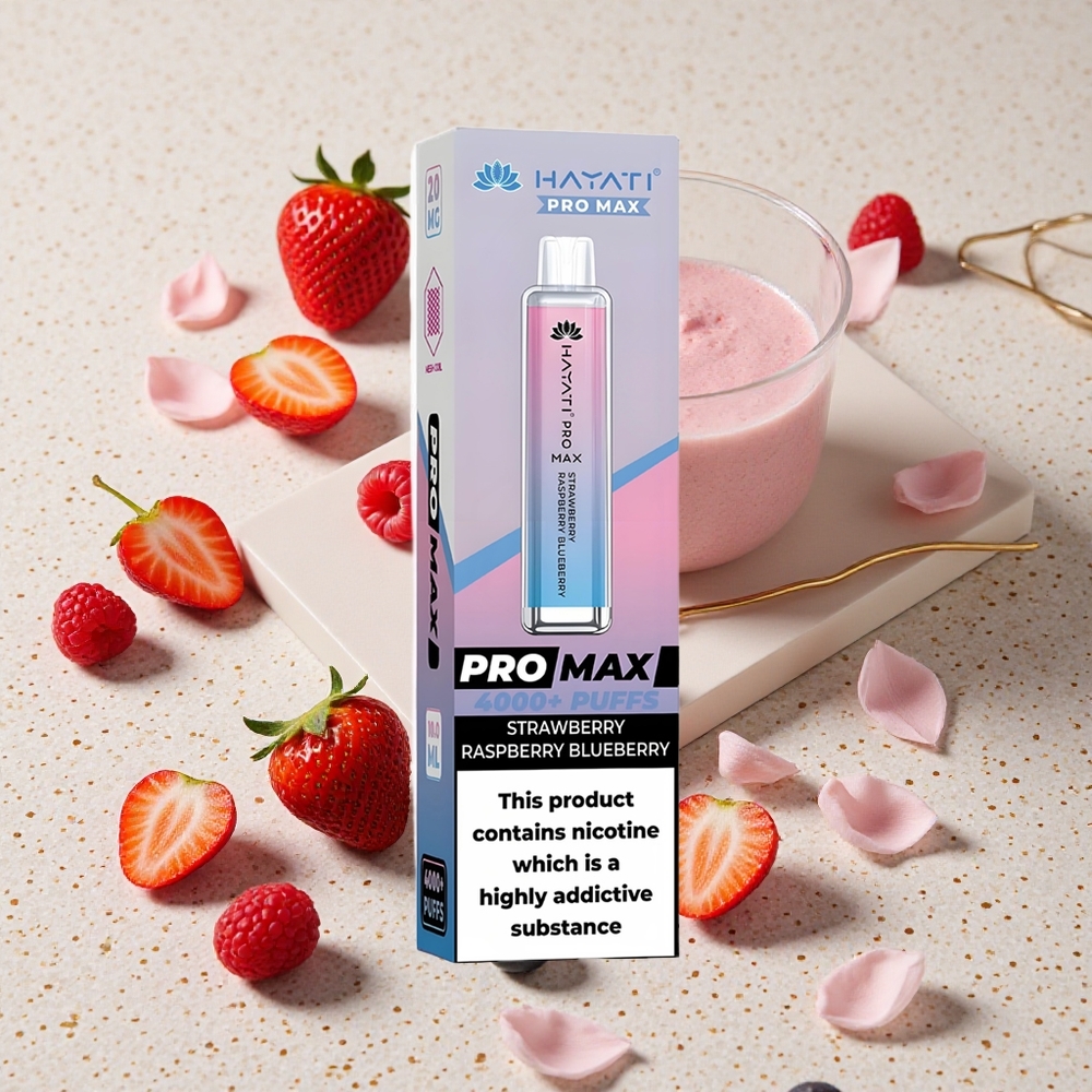 Hayati Pro Max 4000 Puffs Jednorázová Vape Jahoda Malina Borůvka 2ml nádrž s 10ml auto doplňováním 1400mAh baterie
