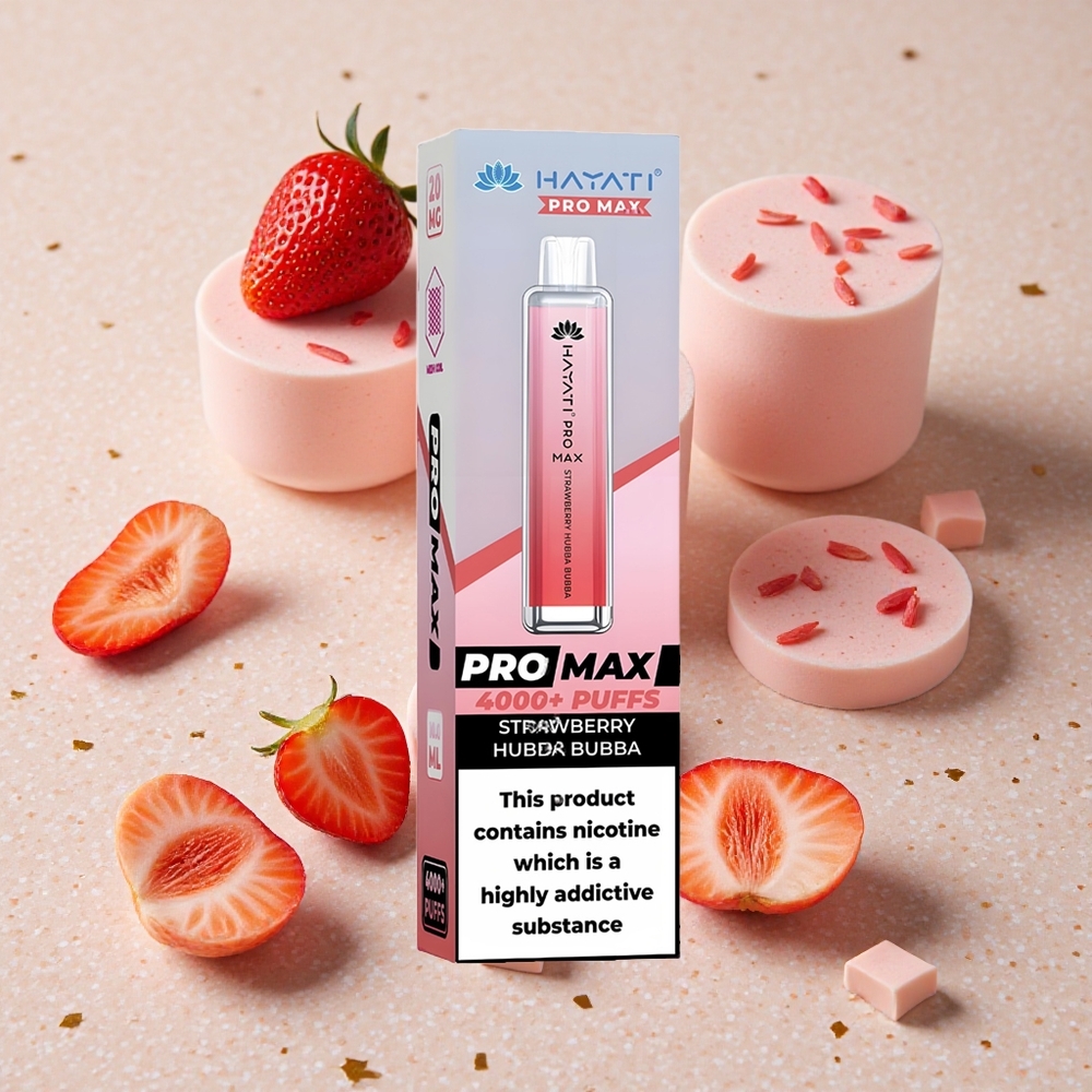 Hayati Pro Max 4000 Puffs Jednorázová Vape Jahodová Hubba Bubba 1400mAh Baterie 2% 5% Nikotinu