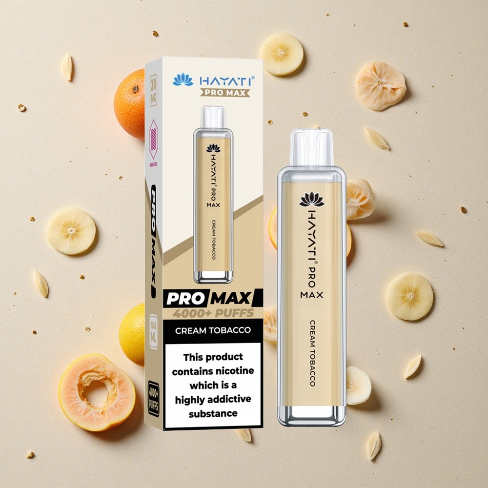Hayati Pro Max 4000 Puffs Jednorázová Vape Krémový Tabák 2% 5% Nikotinu 1400mAh Baterie
