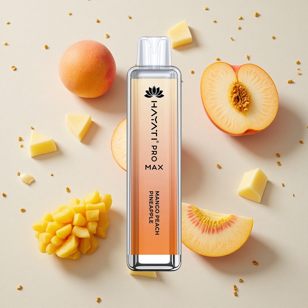 Hayati Pro Max 4000 Puffs Jednorázová Vape Mango Broskve Ananas Obnovitelná baterie LED světlo