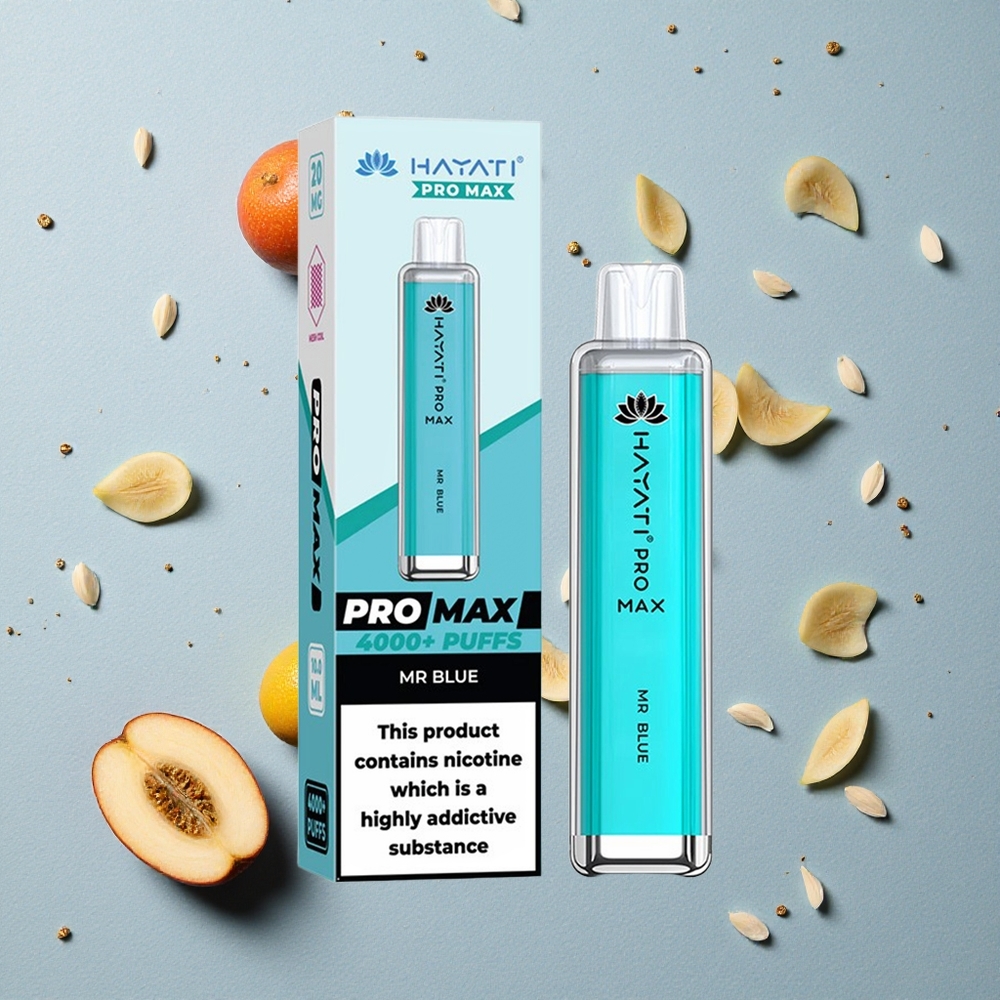 Hayati Pro Max 4000 Puffs Jednorázová Vape Modrý Dual 1.1 Ohm Mesh Cívka 1400mAh Baterie