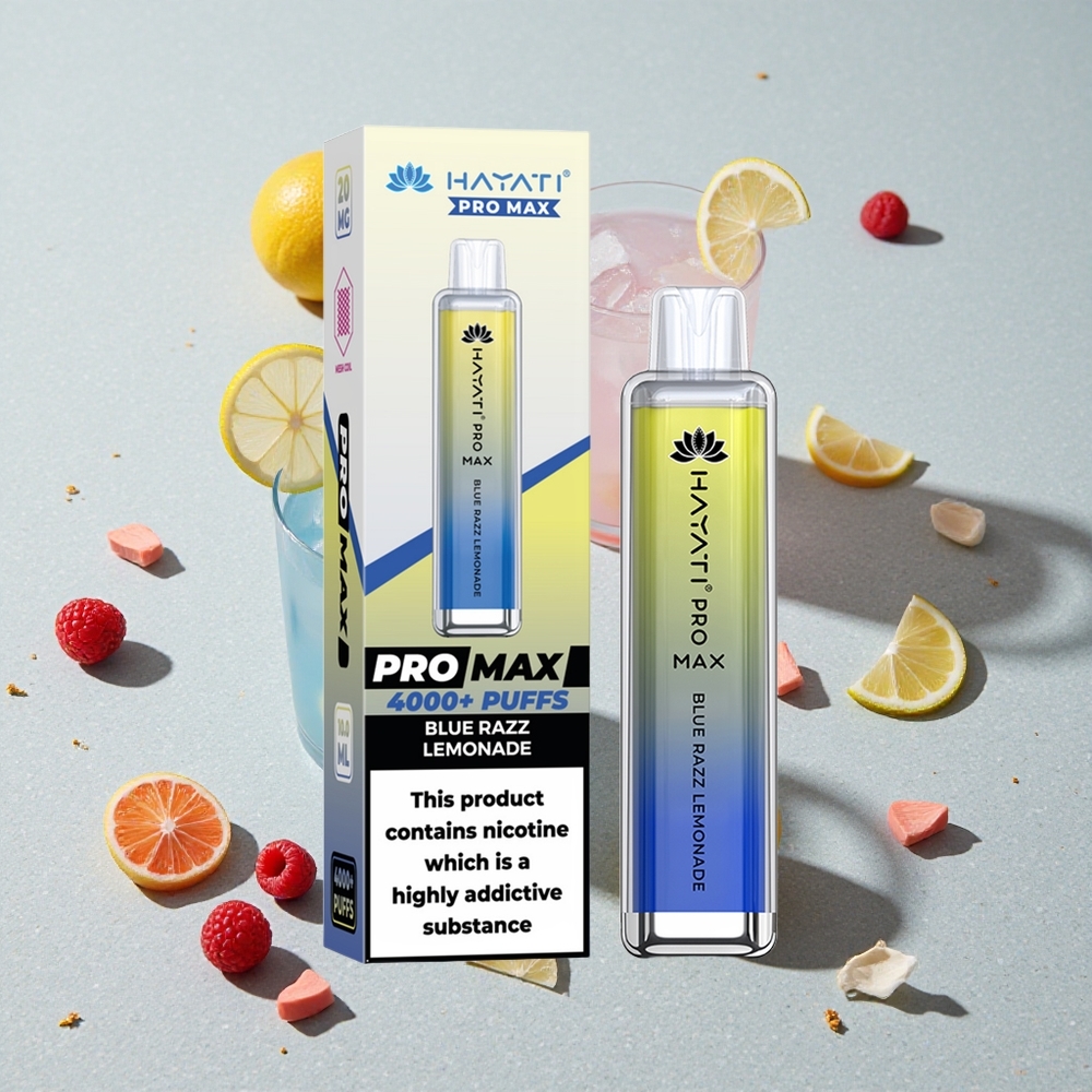 Hayati Pro Max 4000 Puffs Jednorázová Vape Modrá Malina Limonáda s 2% 5% Nikotinu a 1400mAh Baterií