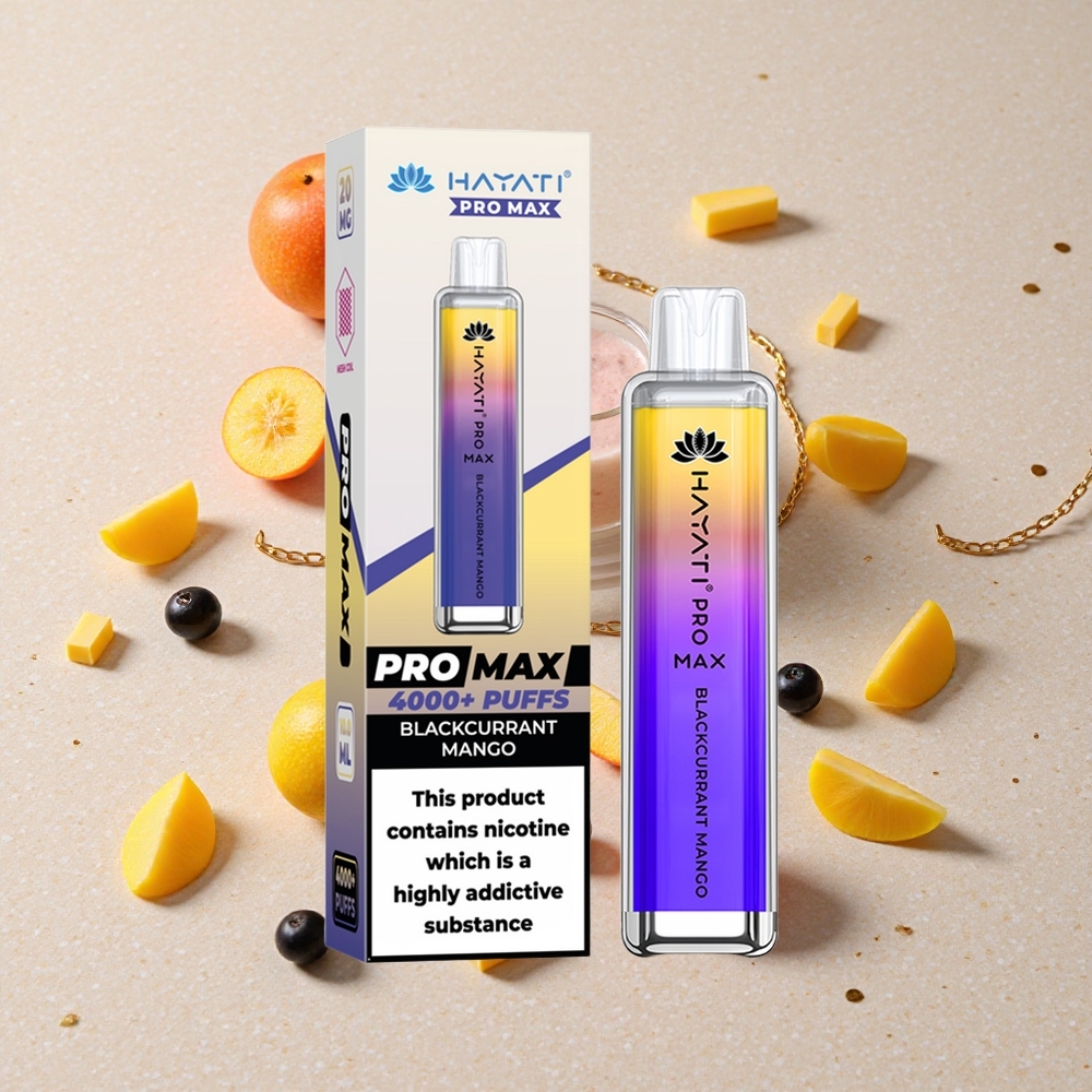 Hayati Pro Max 4000 Puffs Jednorázová Vape Černý Rybíz s Mango 2% 5% Nikotinu 1400mAh Baterie