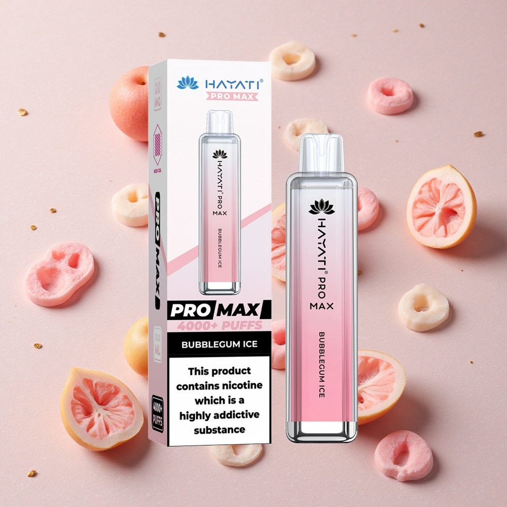 Hayati Pro Max 4000 Puffs Jednorázová Vape Žvýkačkový Led Rechargeable 1400mAh Battery Dual 1.1 Ohm Mesh Coil
