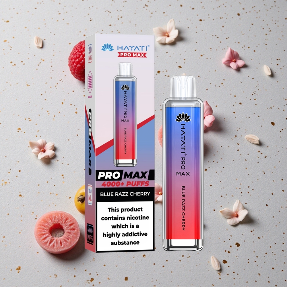 Hayati Pro Max 4000 Puffs Modrá Malina Třešeň 2% 5% Nikotinu 1400mAh Baterie