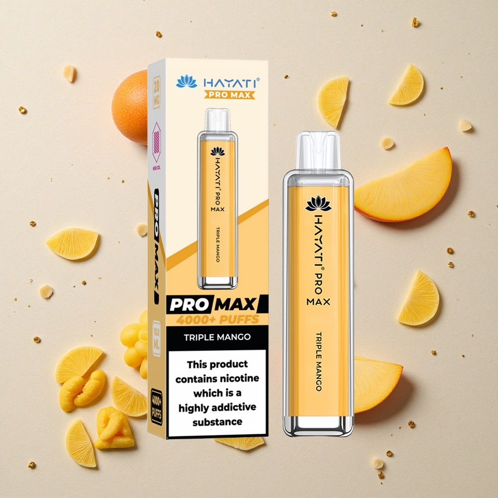 Hayati Pro Max 4000 Puffs Trojité Mango Dual 1.1 Ohm Mesh Cívka a 1400mAh Baterie