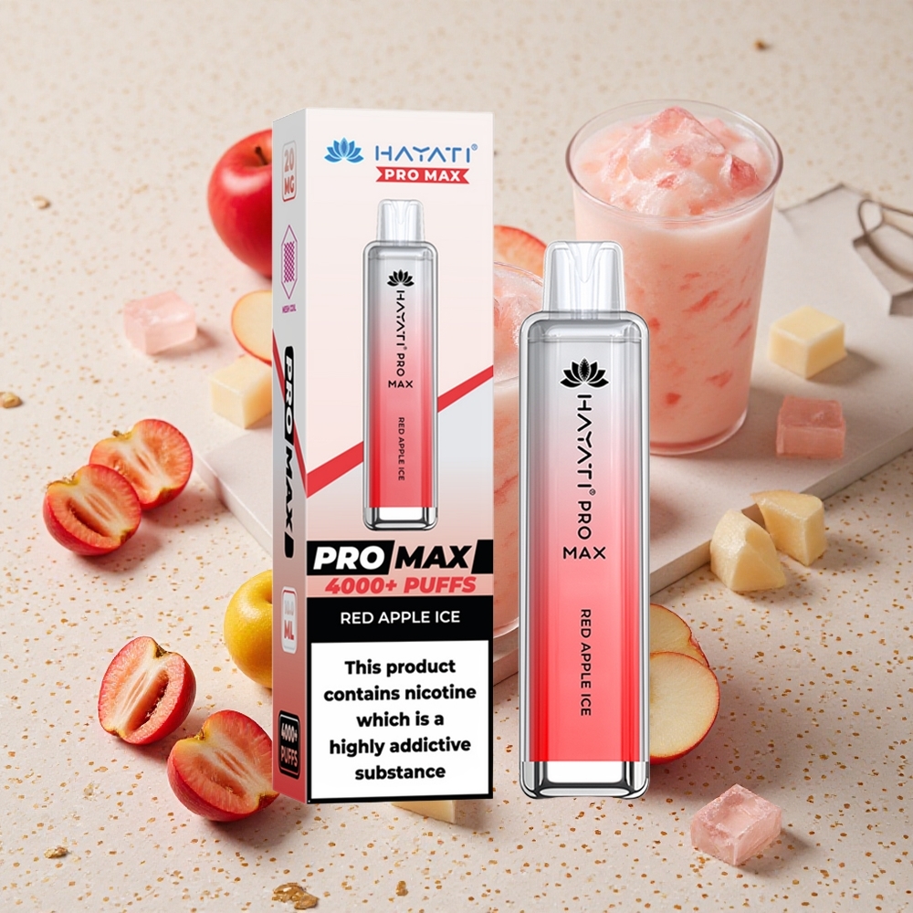 Hayati Pro Max 4000 Puffs Červené Jablko Ledová Dual 1.1 Ohm Cívka 1400mAh Baterie