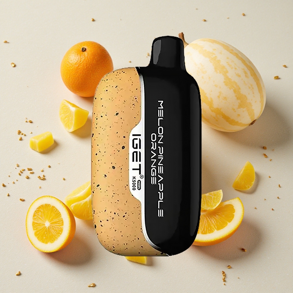 IGET Moon K5000 5000 Puffs Meloun Ananas Pomeranč Hmotnost 81,5 g Velikost 49,5x25,3x99,4 mm