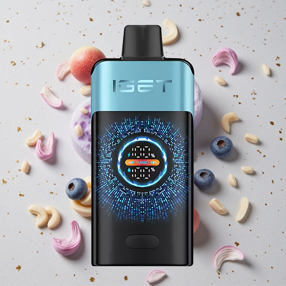 IGET ONE 12000 Puffs Borůvkový Led 2700 mAh Kapacita Baterie a 0.6 ohm Dvojitá Síťová Cívka