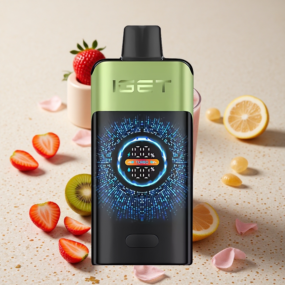 IGET ONE 12000 Puffs Jahoda Kiwi Ledová 2700 mAh Velký Zakřivený Barevný Displej