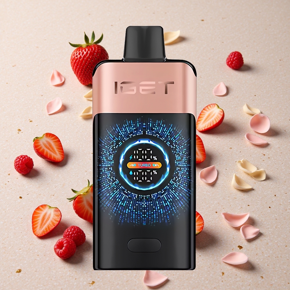 IGET ONE 12000 Puffs Jahoda Malina 2700 mAh Kapacita Baterie a 0,6 ohm Duální Síťové Cívky