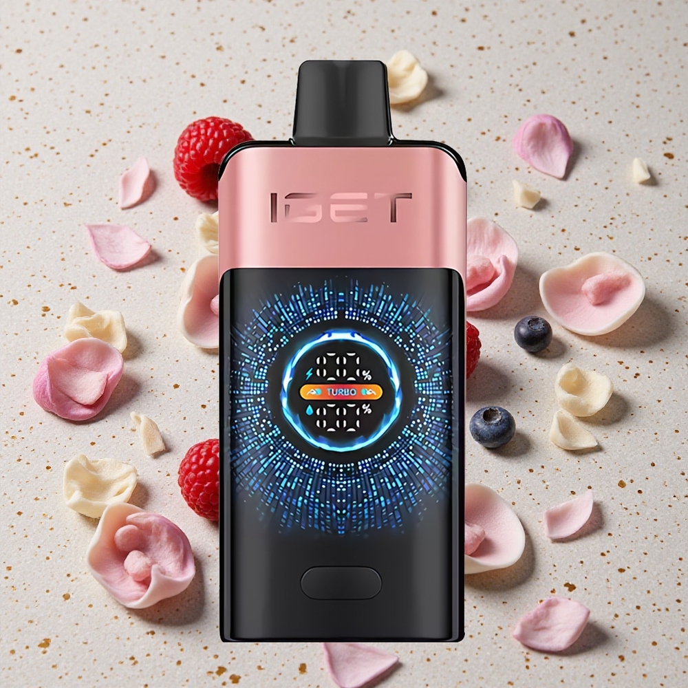 IGET ONE 12000 Puffs Jednorázová Vape Borůvka Malina 2700 mAh Kapacita Baterie Velký Zakřivený Barevný Obrazovka