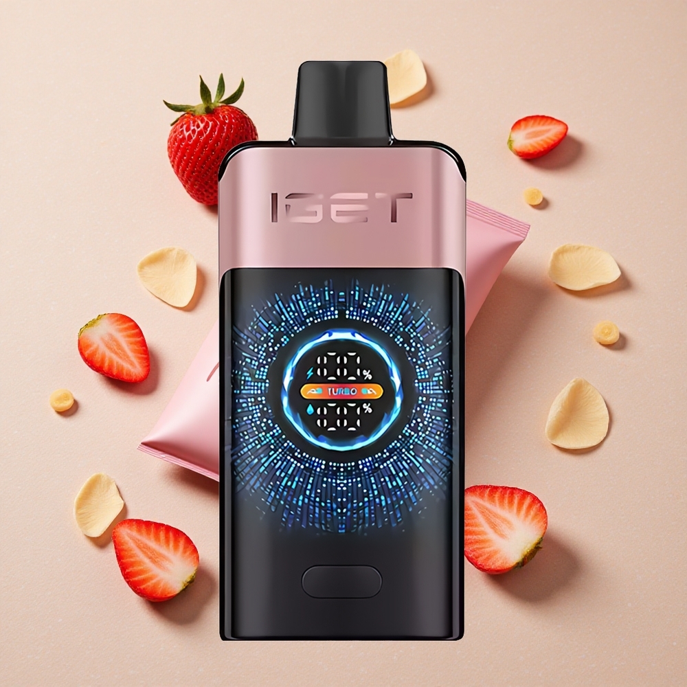 IGET ONE 12000 Puffs Jednorázová Vape Jahoda Chupa Chups Velká Zakřivená Barevná Obrazovka 2700 mAh Kapacita Baterie