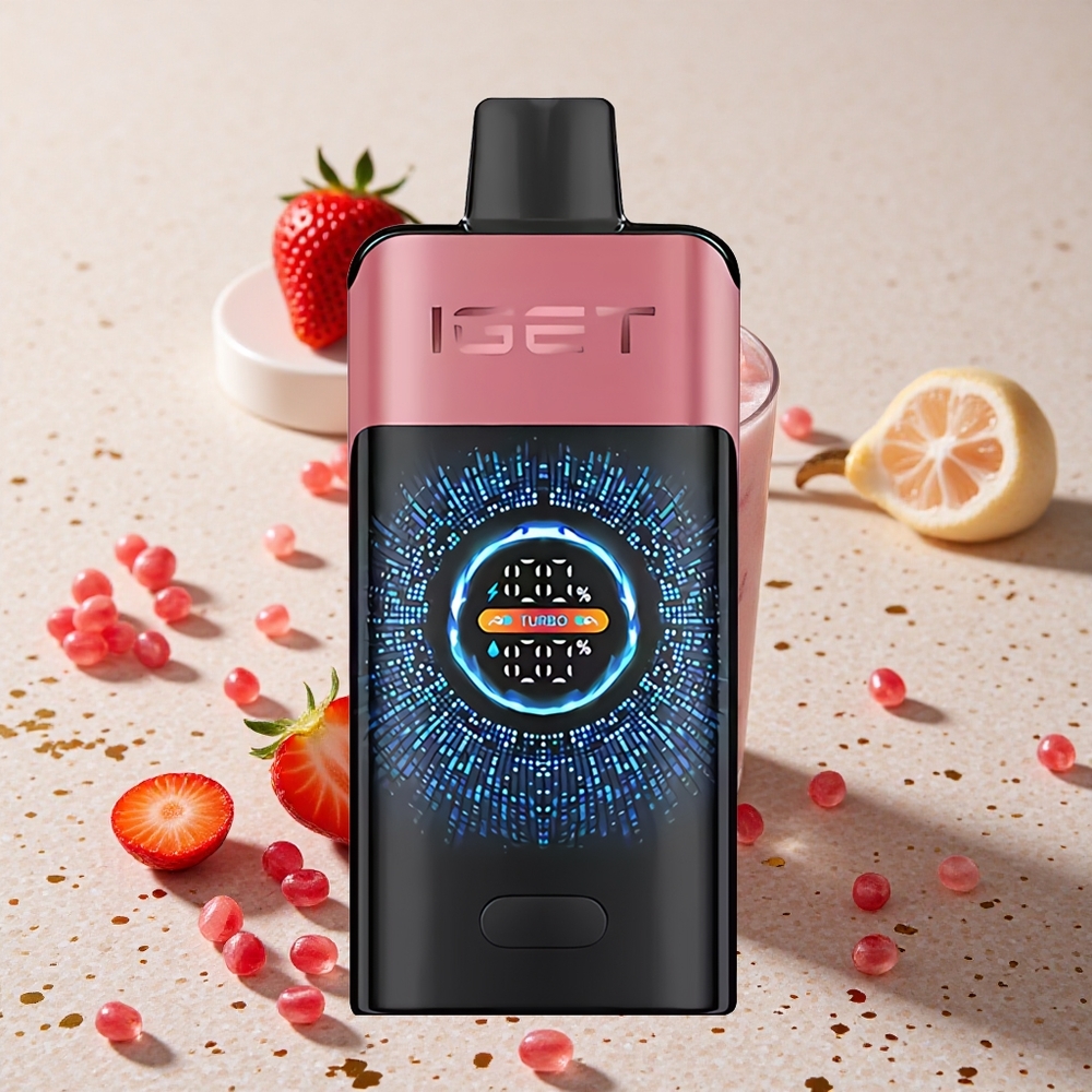 IGET ONE 12000 Puffs Jednorázová Vape Jahoda Granátové Jablko Led 2700 mAh Velký Zakřivený Barevný Displej