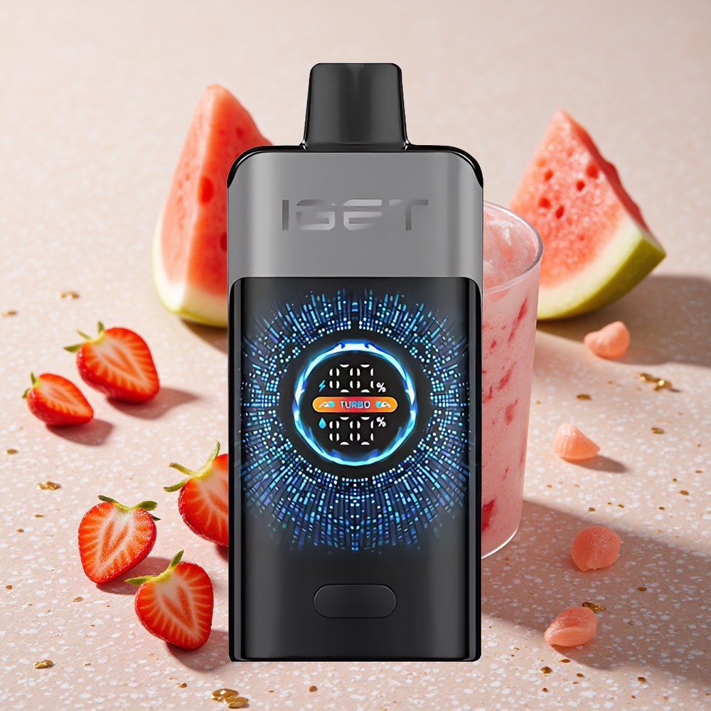 IGET ONE 12000 Puffs Jednorázová Vape Jahodový Melounový Led 2700 mAh Kapacita Baterie 0.6 ohm Duální Síťové Vinutí
