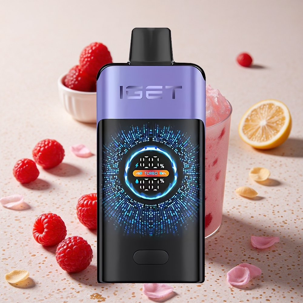 IGET ONE 12000 Puffs Jednorázová Vape Malina Hroznový Led 2700 mAh Velký Zakřivený Barevný Displej