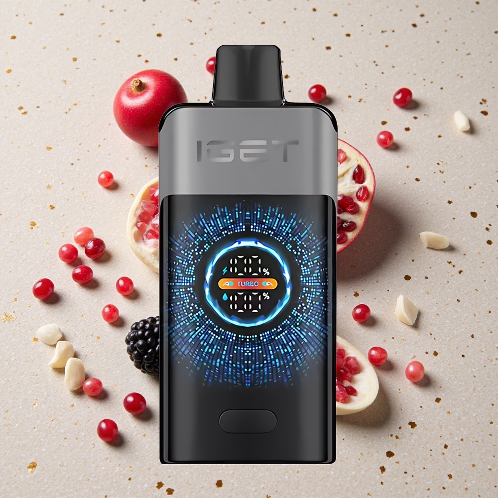IGET ONE 12000 Puffs Jednorázová Vape Ostružina Třešeň Granátové jablko 2700 mAh Kapacita Baterie Velký Zakřivený Barevný Displej