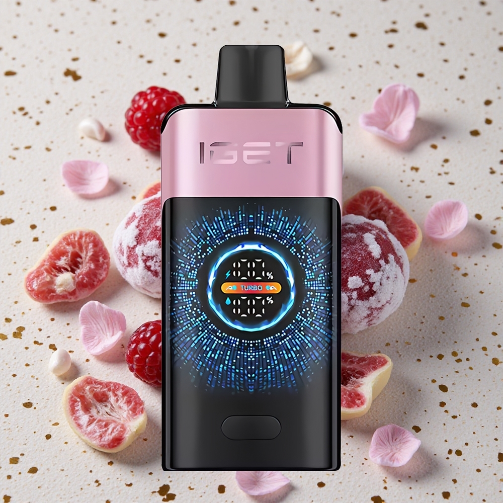 IGET ONE 12000 Puffs Ostružinový Led 2700 mAh Kapacita Baterie a 0.6 ohm Duální Síťové Cívky