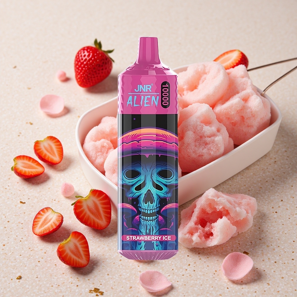 JNR Alien 10000 Puffs Jahoda Ledová 20ml Typ-C RGB