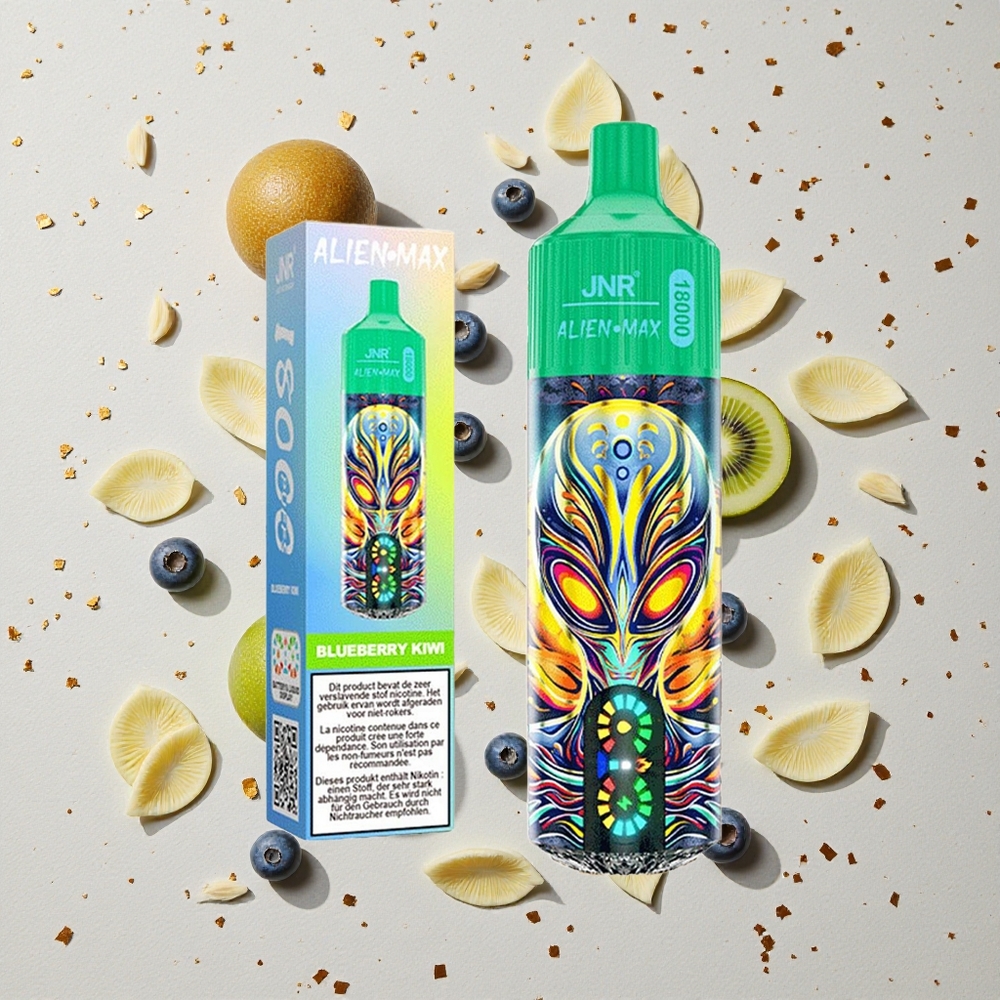 JNR Alien Max 18000 Puffs Borůvka Kiwi Dvojité Síťové Cívky & Dvojité Jádro Typ-C Rychlé Nabíjení