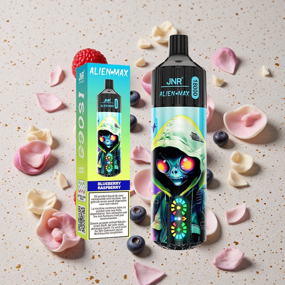 JNR Alien Max 18000 Puffs Borůvka Malina Dvojité Síťové Cívky & Dvojité Jádro 28ml