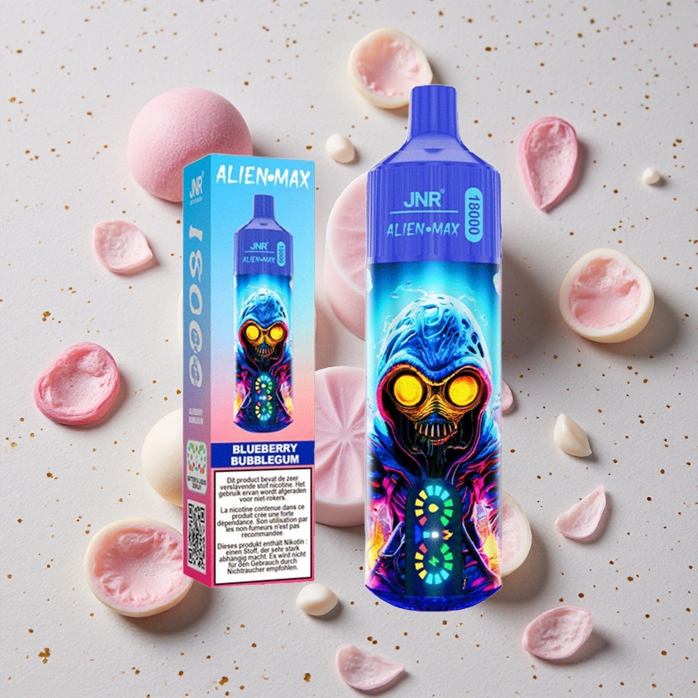 JNR Alien Max 18000 Puffs Borůvková Žvýkačka Duální Síťové Cívky & Duální Jádro Typ-C Rychlé Nabíjení