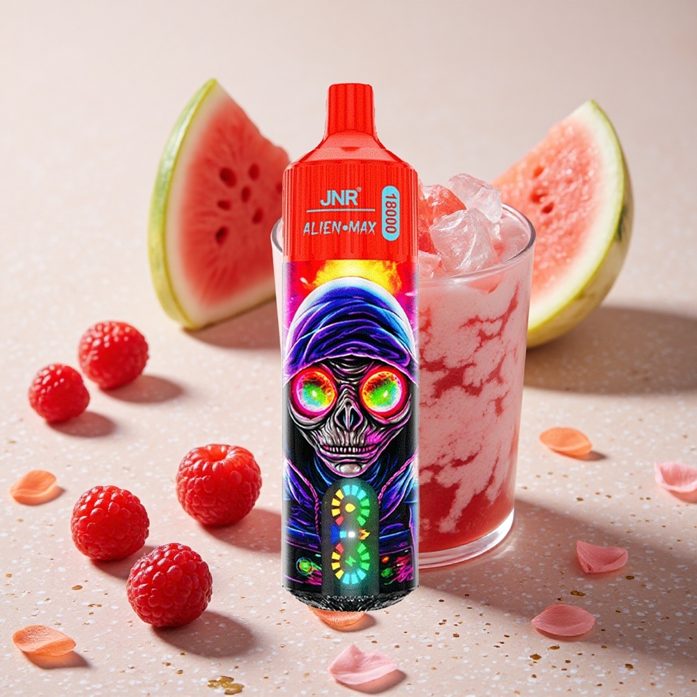 JNR Alien Max 18000 Puffs Malina Vodní Meloun Led Dvojité Síťkové Cívky & Dvojité Jádro 28ml E-liquid