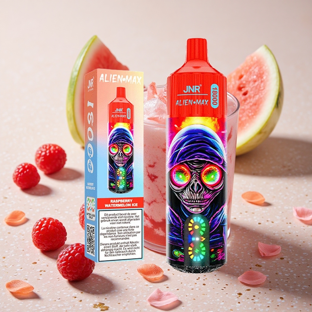 JNR Alien Max 18000 Puffs Malina Vodní Meloun Led Dvojité Síťkové Cívky & Dvojité Jádro 28ml E-liquid