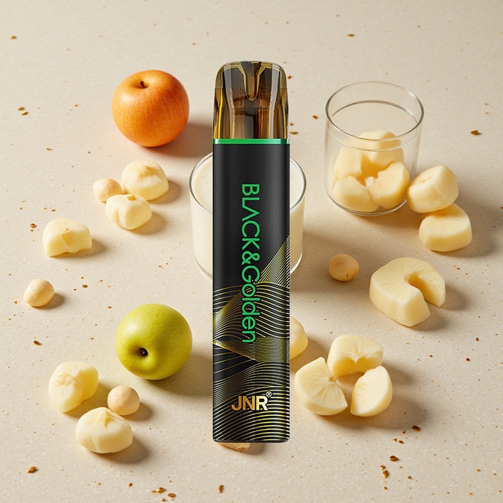 JNR Black&Golden 600+200 Puffs 550mAh Nakládací Jablko Kyselé Bez Nabíjení