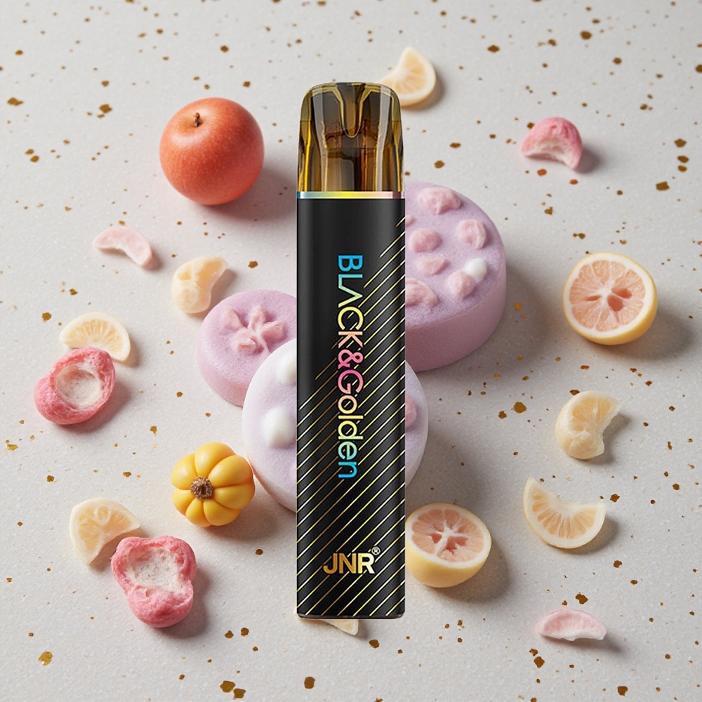JNR Black&Golden 600+200 Puffs Jednorázová Vape Borůvková Bubnová Guma 550mAh 2ml