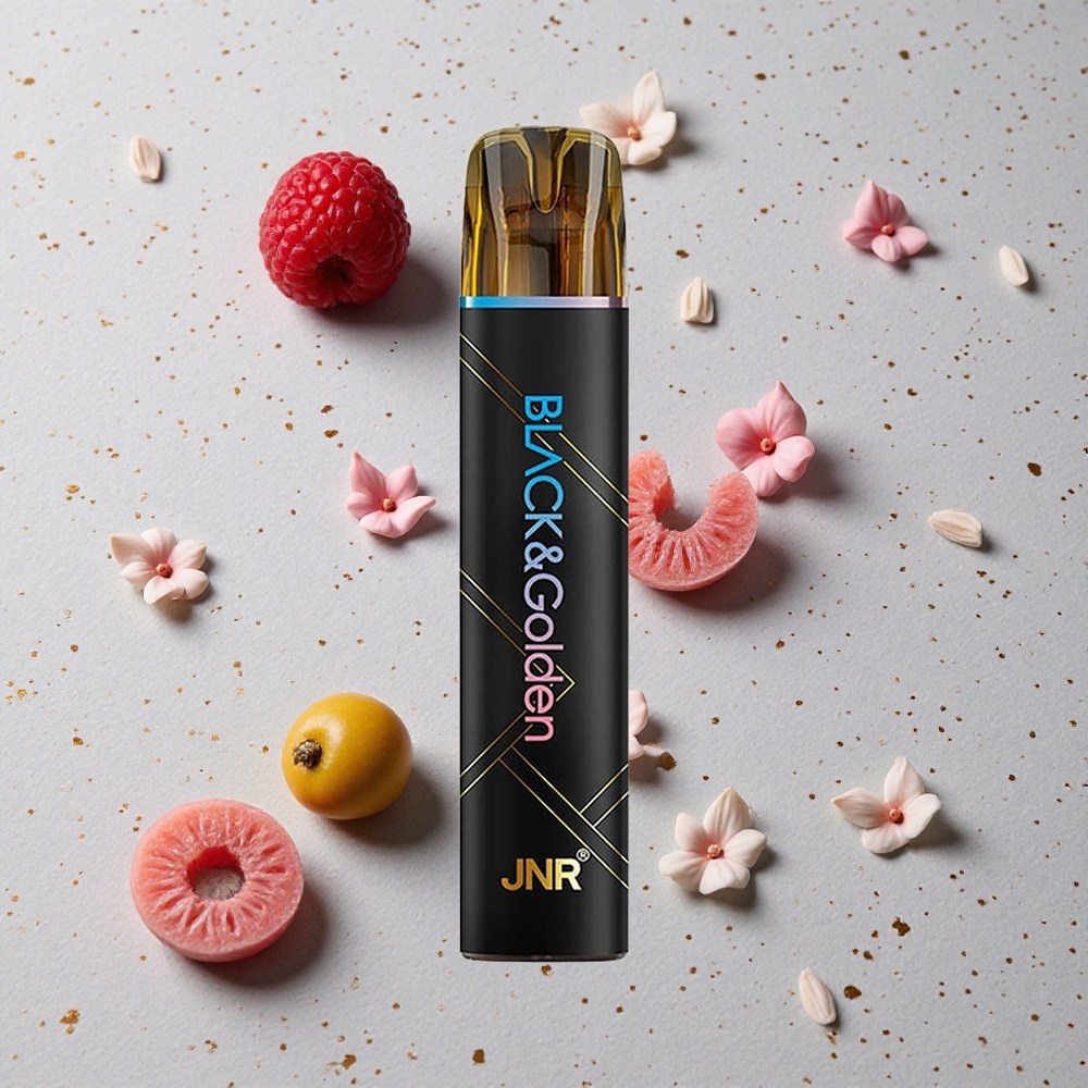 JNR Black&Golden 600+200 Puffs Jednorázová Vape Modrá Malina Třešeň 550mAh 2ml