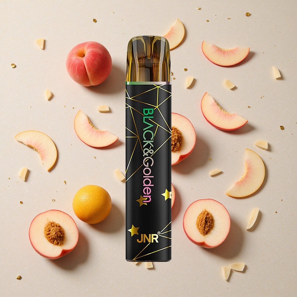 JNR Black&Golden 600+200 Puffs Jednorázová Vape Ovocná Broskev 550mAh Bez nabíjení