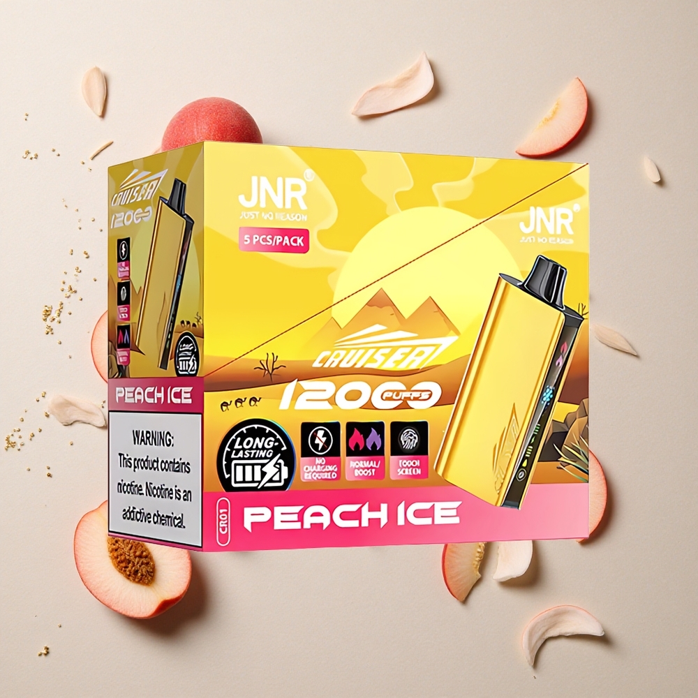 JNR Cruiser 12000 Puffs Broskvový Led Vestavěná 3500 mAh Baterie a 25ml E-liquid