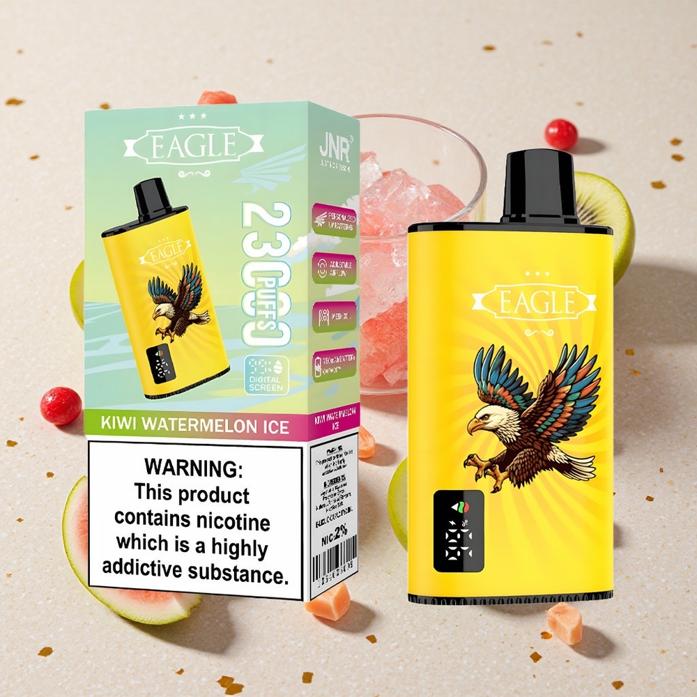 JNR EAGLE Smart 23000 Puffs Jednorázová Vape Kiwi Vodní Meloun Led s digitálním displejem a nastavitelným průtokem vzduchu