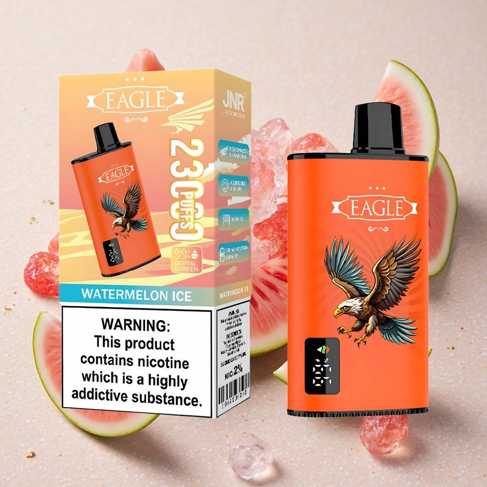 JNR EAGLE Smart 23000 Puffs Melounový Led Jednorázová Vape s Digitálním Displejem a Nastavitelným Průtokem Vzduchu