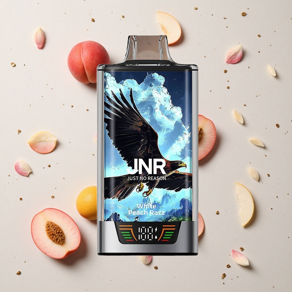 JNR Falcon Pro 28000 Jednorázová Vape Bílá broskev a malina 30ml a 950mAh