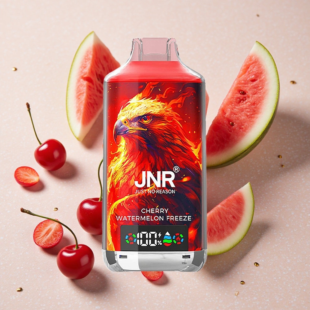 JNR Falcon X 18000 Puffs Cherry Watermelon Freeze 750mAh 24ml Digitální displej Rychlé nabíjení Type-C 0%/2%/5% Nikotinu
