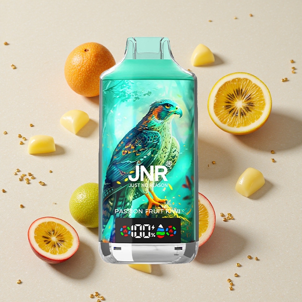 JNR Falcon X 18000 Puffs Maracuja Kiwi 750mAh 24ml Dvojité Síťové Cívky Digitální Displej Type-C Rychlé Nabíjení