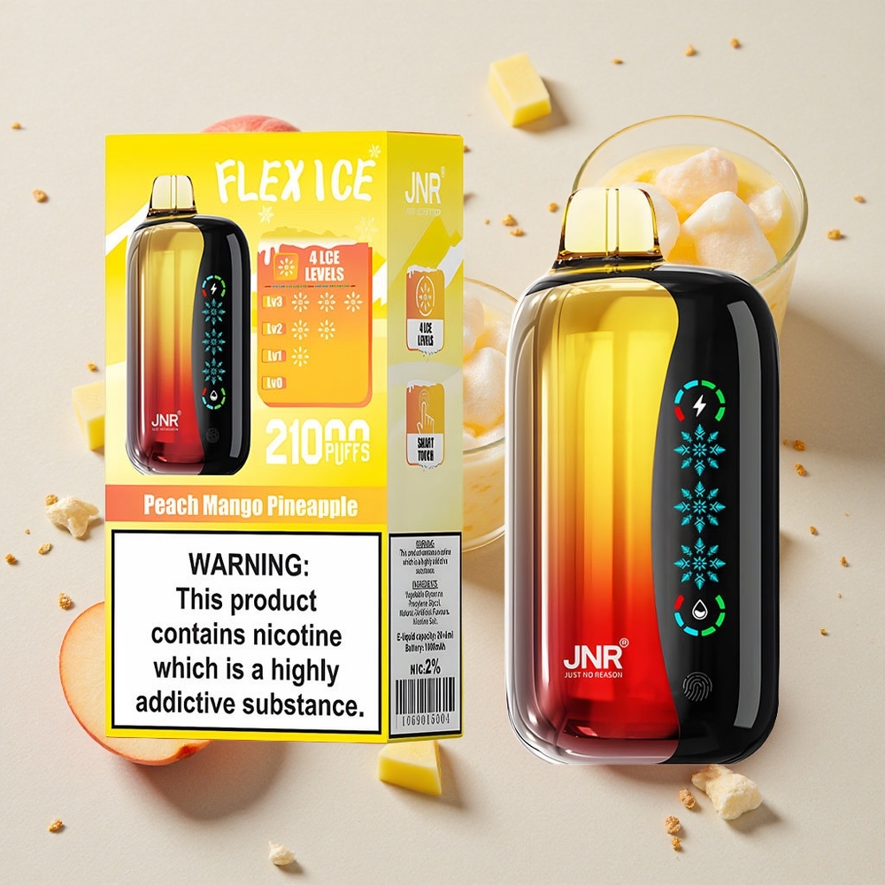 JNR Flex Ice 21000 Puffs Jednorázová Vape Broskvě Mango Ananas Nastavitelný Ice 26ml
