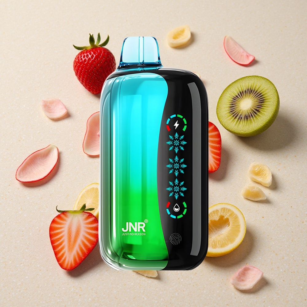 JNR Flex Ice 21000 Puffs Jednorázová Vape Jahoda-Kiwi Přizpůsobitelný Ice 1.2 Ohm Dual Mesh