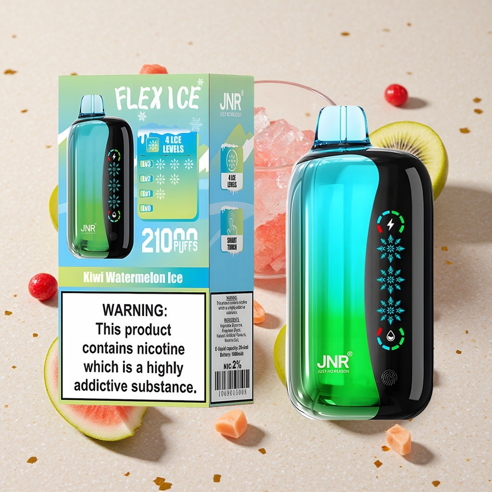 JNR Flex Ice 21000 Puffs Jednorázová Vape Kiwi Meloun Led s Nastavitelným Ledem a Typ-C Nabíjení