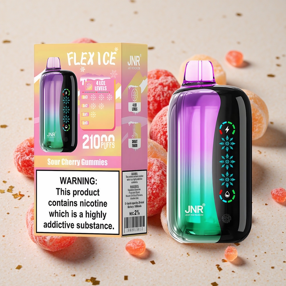 JNR Flex Ice 21000 Puffs Jednorázová Vape Kyselé Třešňové Želé bonbóny Nastavitelný Ice 26ml E-liquid