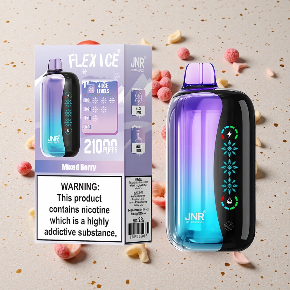 JNR Flex Ice 21000 Puffs Jednorázová Vape Směs Bobulí Nastavitelný Ice 1.2 Ohm Dual Mesh