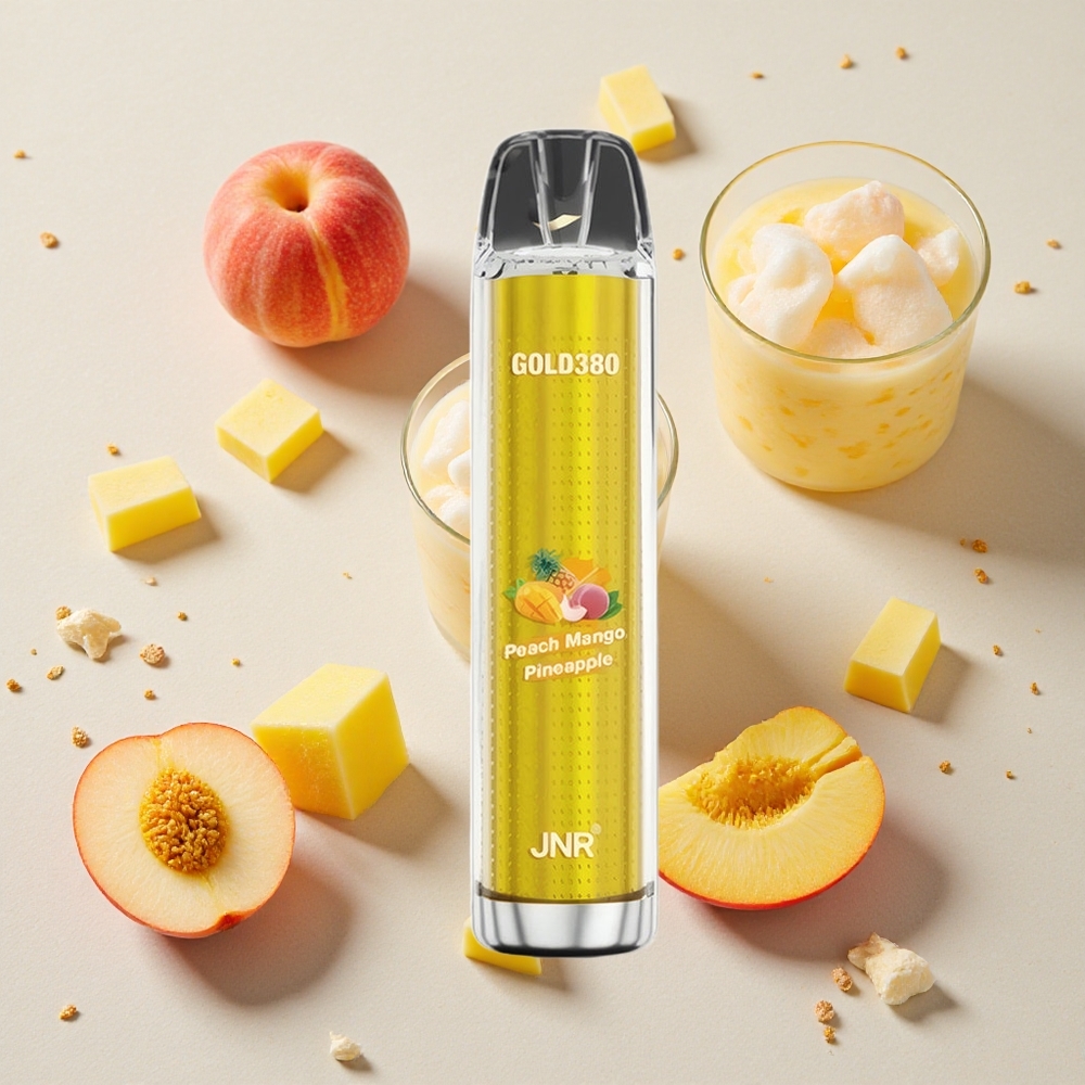 JNR Gold380 6000 Puffs Jednorázová Vape Broskev Mango Ananas 1500mAh 1.0ohm