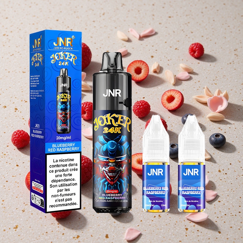 JNR Joker 24000 Puffs Jednorázová Vape Borůvka Malina 2% Nikotinu Viditelná Hladina E-liquidu Typ-C Nabíjení